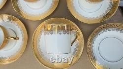Full set of 6 R. BIDRON Limoges France Gold Encrusted Demitasse Cups & Saucers