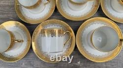Full set of 6 R. BIDRON Limoges France Gold Encrusted Demitasse Cups & Saucers