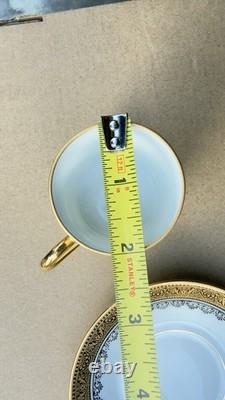 Full set of 6 R. BIDRON Limoges France Gold Encrusted Demitasse Cups & Saucers