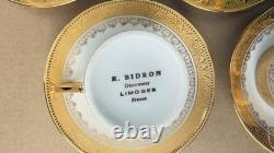 Full set of 6 R. BIDRON Limoges France Gold Encrusted Demitasse Cups & Saucers