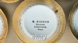 Full set of 6 R. BIDRON Limoges France Gold Encrusted Demitasse Cups & Saucers