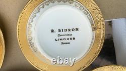 Full set of 6 R. BIDRON Limoges France Gold Encrusted Demitasse Cups & Saucers