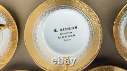 Full set of 6 R. BIDRON Limoges France Gold Encrusted Demitasse Cups & Saucers