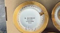 Full set of 6 R. BIDRON Limoges France Gold Encrusted Demitasse Cups & Saucers
