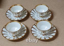 Furstenberg Grecque Athena Gold Germany 4 Sets Demitasse Cups & Saucers Mint