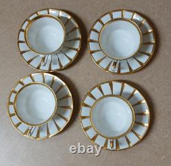 Furstenberg Grecque Athena Gold Germany 4 Sets Demitasse Cups & Saucers Mint