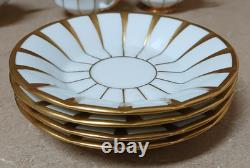 Furstenberg Grecque Athena Gold Germany 4 Sets Demitasse Cups & Saucers Mint