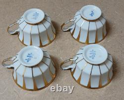 Furstenberg Grecque Athena Gold Germany 4 Sets Demitasse Cups & Saucers Mint