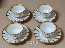 Furstenberg Grecque Athena Gold Germany 4 Sets Demitasse Cups & Saucers Mint