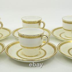 G8338 by MINTON for TIFFANY Gold Encrusted 6 Demitasse Cups & Saucers Set FLAWS