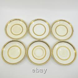 G8338 by MINTON for TIFFANY Gold Encrusted 6 Demitasse Cups & Saucers Set FLAWS