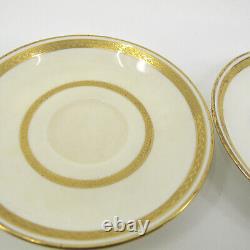 G8338 by MINTON for TIFFANY Gold Encrusted 6 Demitasse Cups & Saucers Set FLAWS