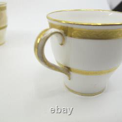 G8338 by MINTON for TIFFANY Gold Encrusted 6 Demitasse Cups & Saucers Set FLAWS