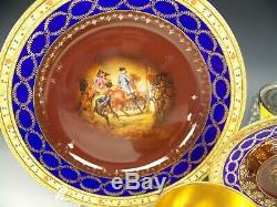 GERMANY COBALT BLUE NAPOLEON AT THE BATTLE GOLD GILT TRIO FOOTED CUP & SAUCER e