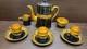 Gibson & Sons Late Davenport Sevres Black & Gold Coffee Pot Cups &saucers 1st