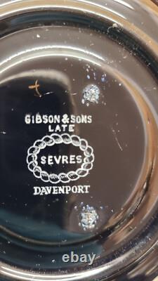 GIBSON & SONS Late DAVENPORT SEVRES Black & Gold Coffee Pot Cups &saucers 1st