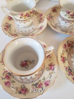GOLD CASTLE China HOSTESS Demitasse Tea Set 8 Cups Saucers +Mini Tea Pot Japan