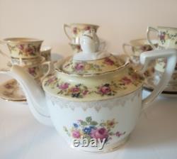 GOLD CASTLE China HOSTESS Demitasse Tea Set 8 Cups Saucers +Mini Tea Pot Japan