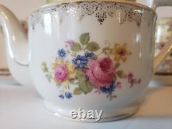 GOLD CASTLE China HOSTESS Demitasse Tea Set 8 Cups Saucers +Mini Tea Pot Japan