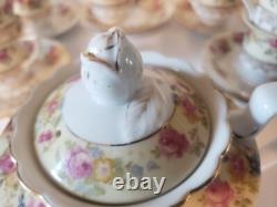 GOLD CASTLE China HOSTESS Demitasse Tea Set 8 Cups Saucers +Mini Tea Pot Japan
