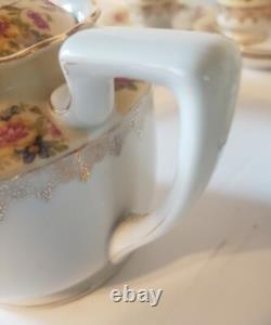 GOLD CASTLE China HOSTESS Demitasse Tea Set 8 Cups Saucers +Mini Tea Pot Japan