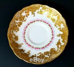 GORGEOUS Antique H & Co England Hand Painted Porcelain Roses Gold Tea Cup Saucer