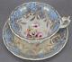 G. F. Bowers Hand Painted Floral Blue & Gold Tea Cup & Saucer C. 1839-1845