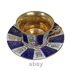 Gebrüder Winterling Germany Cobalt Blue Gold Gilt Porcelain Demitasse Cup Saucer