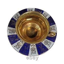 Gebrüder Winterling Germany Cobalt Blue Gold Gilt Porcelain Demitasse Cup Saucer