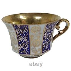 Gebrüder Winterling Germany Cobalt Blue Gold Gilt Porcelain Demitasse Cup Saucer
