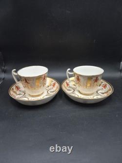 Georgian Pair Regency c1815 Possibly Spode Porcelain Cups & Saucers