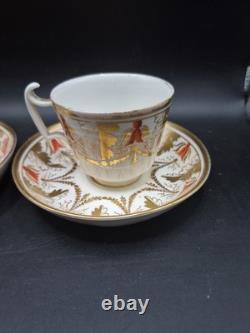 Georgian Pair Regency c1815 Possibly Spode Porcelain Cups & Saucers