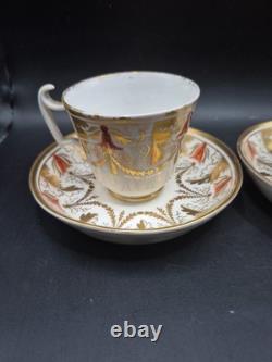 Georgian Pair Regency c1815 Possibly Spode Porcelain Cups & Saucers