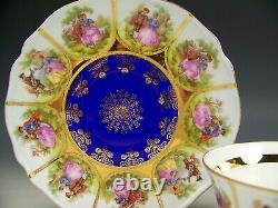 Germany Love Story Cobalt Blue & Gold Footed Tea Cup Saucer