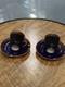 Ginori Porcelain Cobalt Blue & Gold Demitasse Cup & Saucer X 2
