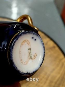 Ginori Porcelain Cobalt Blue & Gold Demitasse Cup & Saucer x 2