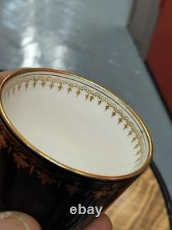 Ginori Porcelain Cobalt Blue & Gold Demitasse Cup & Saucer x 2