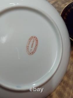 Ginori Porcelain Cobalt Blue & Gold Demitasse Cup & Saucer x 2