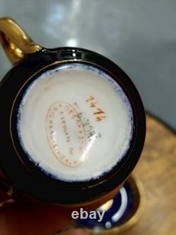Ginori Porcelain Cobalt Blue & Gold Demitasse Cup & Saucer x 2
