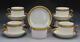Ginori Trevi Pattern Set Of 8 Teacups & Saucers Gold Laurel Border