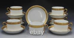 Ginori Trevi Pattern Set of 8 Teacups & Saucers Gold Laurel Border