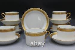 Ginori Trevi Pattern Set of 8 Teacups & Saucers Gold Laurel Border