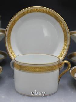 Ginori Trevi Pattern Set of 8 Teacups & Saucers Gold Laurel Border