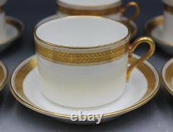 Ginori Trevi Pattern Set of 8 Teacups & Saucers Gold Laurel Border