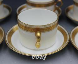 Ginori Trevi Pattern Set of 8 Teacups & Saucers Gold Laurel Border