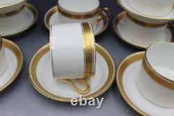 Ginori Trevi Pattern Set of 8 Teacups & Saucers Gold Laurel Border