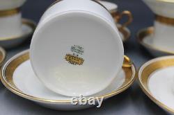 Ginori Trevi Pattern Set of 8 Teacups & Saucers Gold Laurel Border