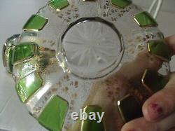 Glass Demitasse Cup & Saucer VERY RARE emerald green cabochon gold Moser czech