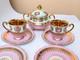 Gloria Carlsbad Alt Wien Pink Gold Demitasse Set Fragonard 2 Cups Sugar Saucers