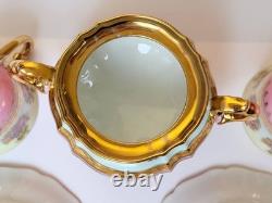 Gloria Carlsbad Alt Wien Pink Gold Demitasse Set Fragonard 2 Cups Sugar Saucers